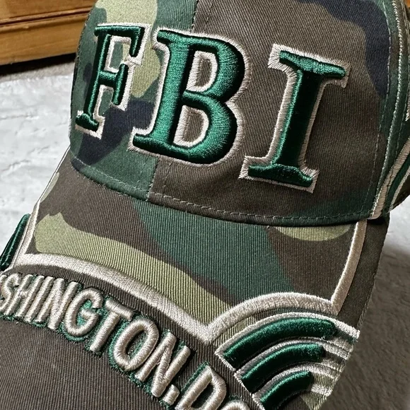 NWOT Camouflage Embroidered FBI Washington, DC Baseball Cap Hat Adult Unisex OS - Picture 4 of 10